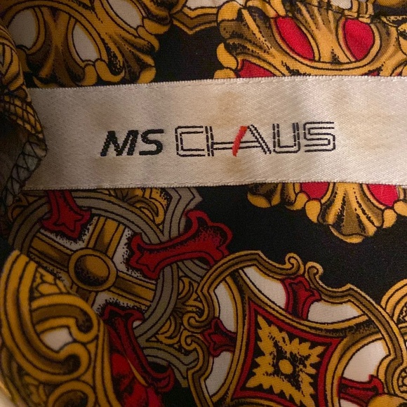 Ms Chaus Vintage statement print midi dress career faux wrap asymmetrical - Picture 3 of 16